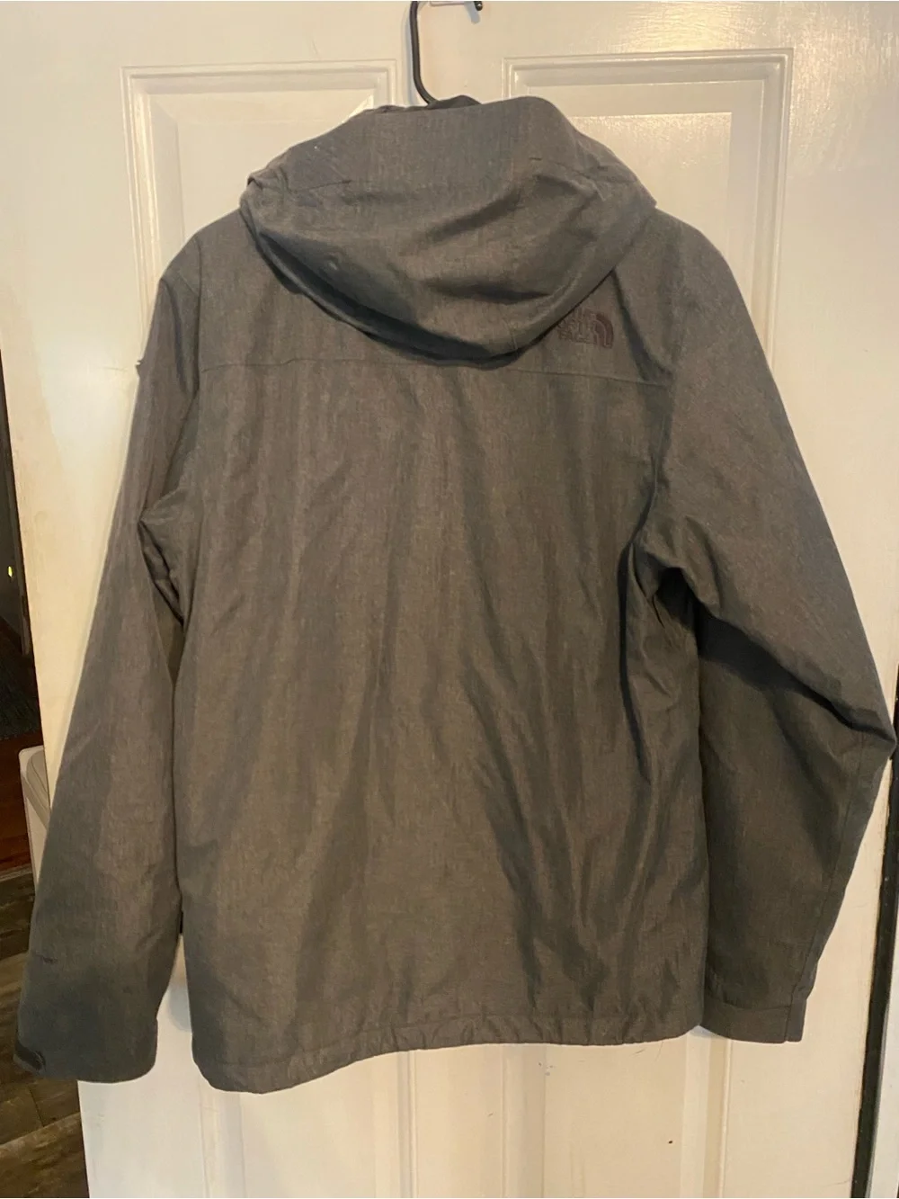 The North Face Men's Heather Gray Hooded Light Weight Winter Coat.